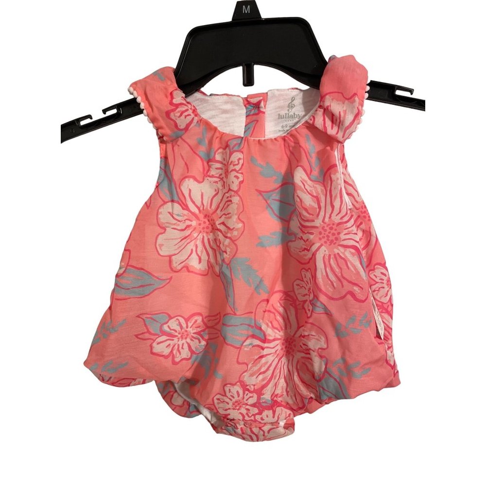 Lullaby Baby Girl's Peach Floral Bubble Romper 6 to 9 Months